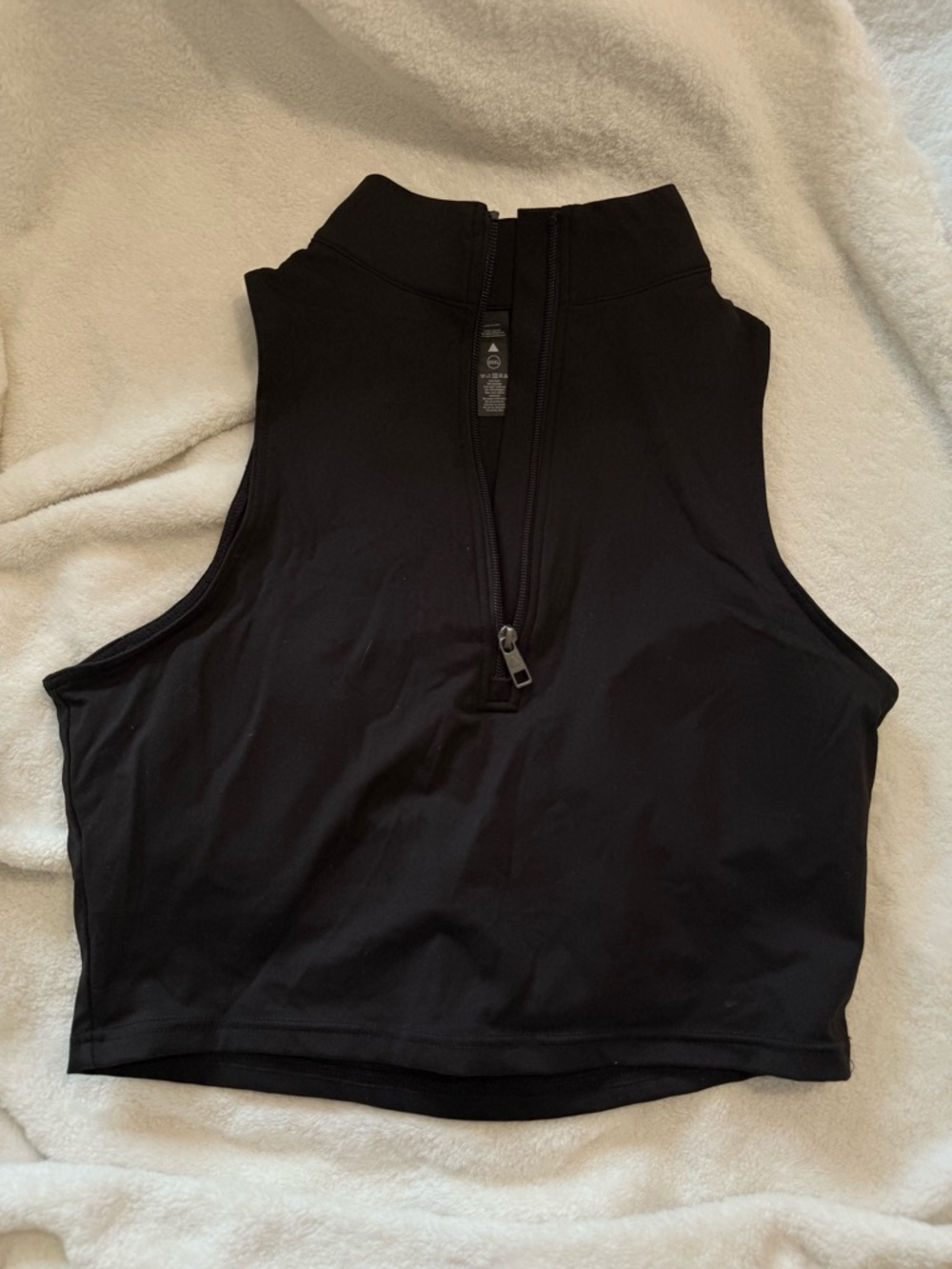 Sleeveless Black Zip-Front Crop Top